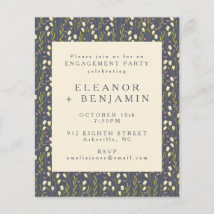 Budget Navy Garden Floral Engagement Party Invite