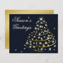Budget Navy Gold Christmas Tree Holiday Card