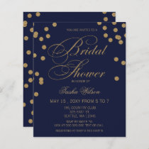 Budget Navy Gold Confetti Bridal Shower Invitation