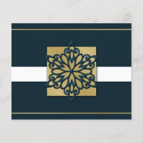 Budget Navy Gold Snowflake Business Holiday Card