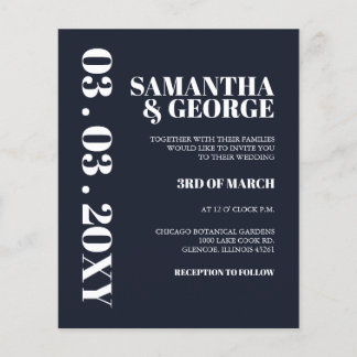 Budget  Navy Modern Wedding Invitation