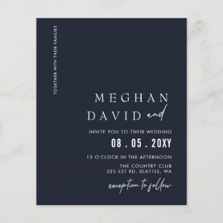 Budget Navy Modern Wedding Invitation