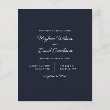 Budget Navy Modern Wedding Invitation