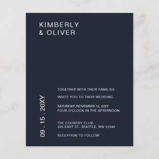 Budget Navy Modern Wedding Invitation