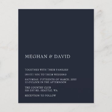Budget Navy Modern Wedding Invitation