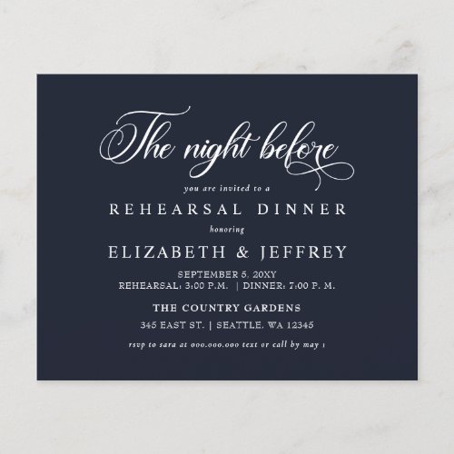 Budget Navy Night Before Rehearsal Dinner invite