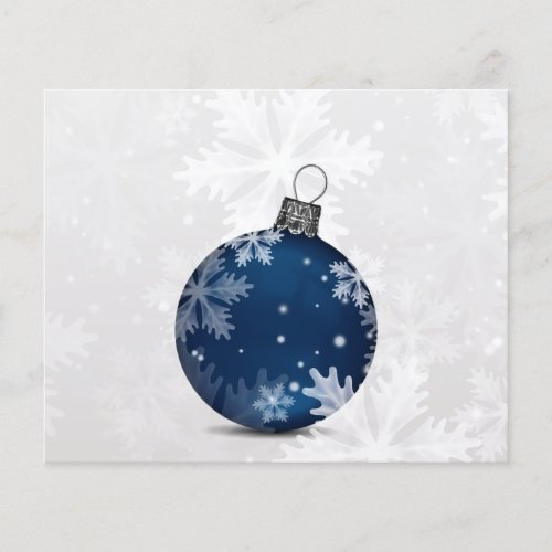 Budget Navy Ornament Snow Scene Holiday Card