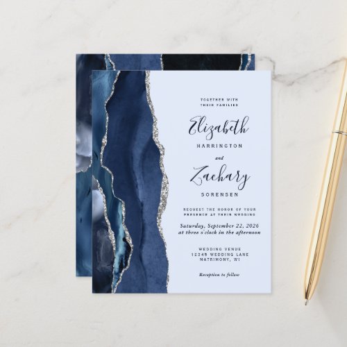 Budget Navy Pale Blue Silver Agate Wedding