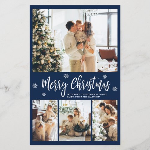 Budget Navy Photo Collage Christmas Thin Card
