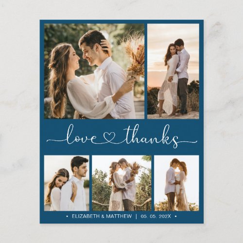 Budget Navy Photo Collage Wedding Thank You Flyer