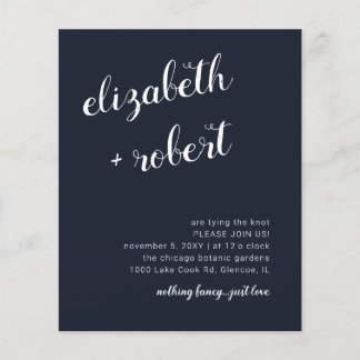 Budget Navy Script Calligraphy Wedding Invitation