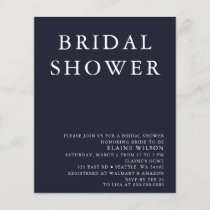 Budget Navy Simple Bridal Shower Invitation