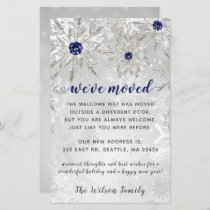 Budget Navy Snowflakes We've Moved Holiday Cards