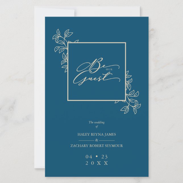 Budget Navy Trendy Modern Branches Gold Photo (Front)