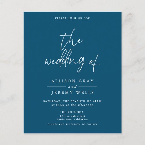 Budget Navy Wedding Invitation Flyer