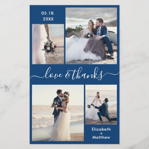 Budget Navy White Collage Wedding Thank You Flyer