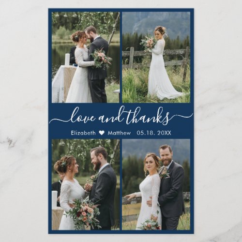 Budget Navy White Collage Wedding Thank You Flyer