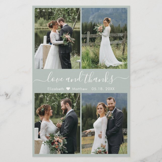Budget Navy White Collage Wedding Thank You Flyer (Front)
