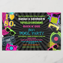 Budget Neon Fun 80s Pool party invitation