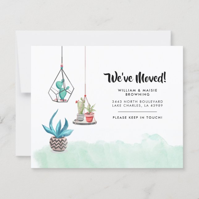 Budget New Address Succulents Moving Announcement (Front)