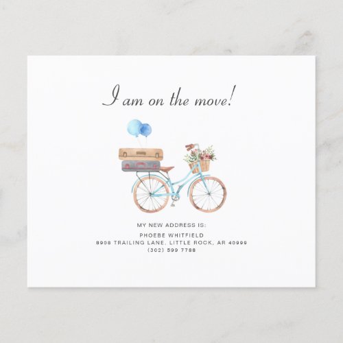 Budget New Address Watercolor Floral Bike Moving