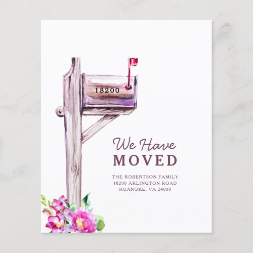 Budget New Address Watercolor Mailbox Moving Card