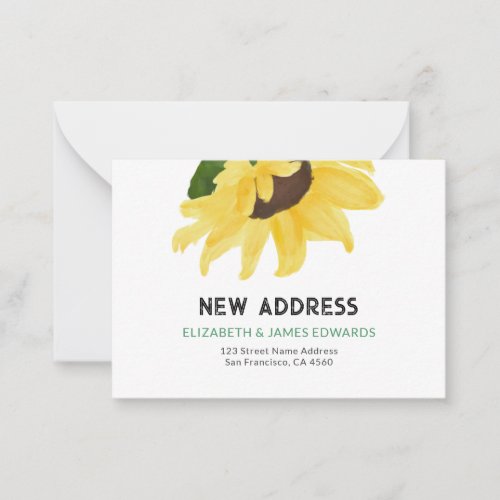 BUDGET New Address Watercolor Sunflower Note Card