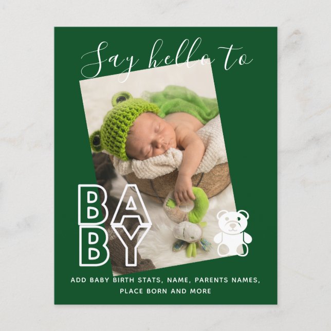 BUDGET New Baby PHOTO Cards - Modern Fun Girl Boy (Front)