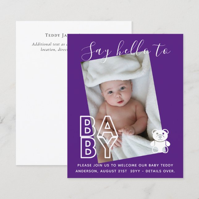 BUDGET New Baby PHOTO Cards - Modern Fun Girl Boy (Front/Back)