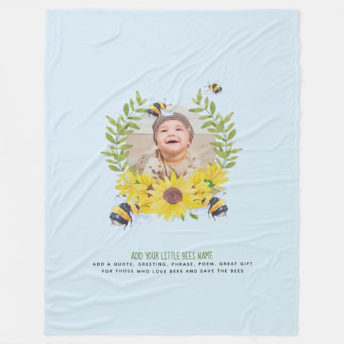 BUDGET New Baby PHOTO Gifts Sunflowers Bees Fleece Blanket