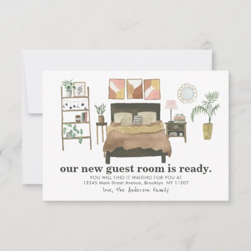 Budget New Guest Room Ready Bedroom Moved Moving Note Card