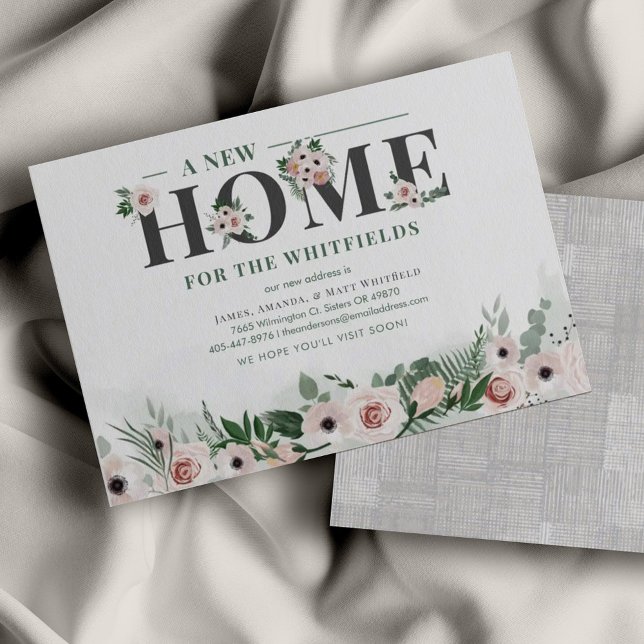 Budget New Home Address Floral Moving Announcement (Creator Uploaded)