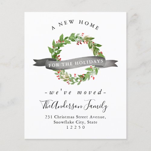 Budget New Home Address Wreath Holiday Moving Card