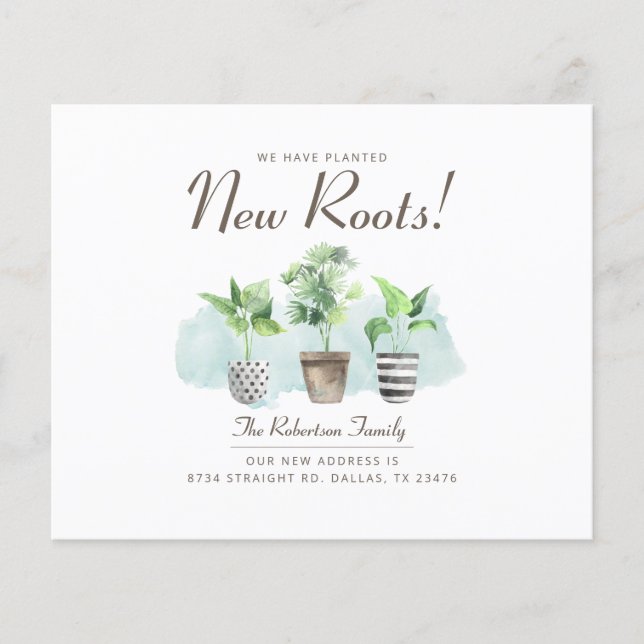 Budget New Home Announcement Watercolor Plants (Front)