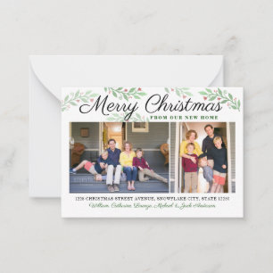 Budget New Home Christmas 2 Photo Holiday Moving Note Card