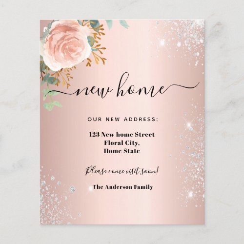 Budget new home floral rose moving announcement