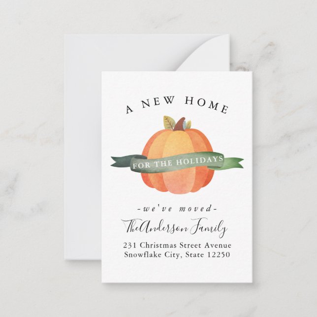 Budget New Home Pumpkin Holiday Moved Moving Card (Front)