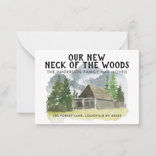 Budget New Neck of the Woods Trees Mountain Moving Note Card