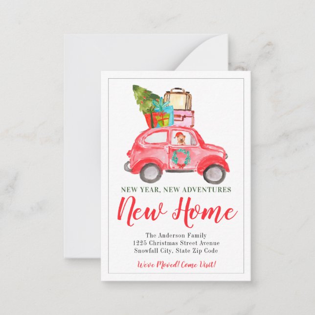 Budget New Year Home Christmas Holiday Moving Note Card (Front)