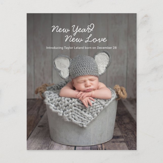 Budget New Year New Love Holiday Birth Baby Photo (Front)