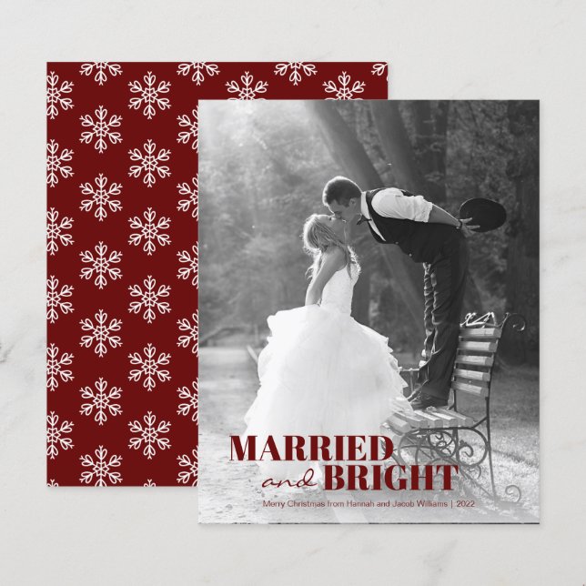 Budget Newlywed Married and Bright Christmas Card (Front/Back)
