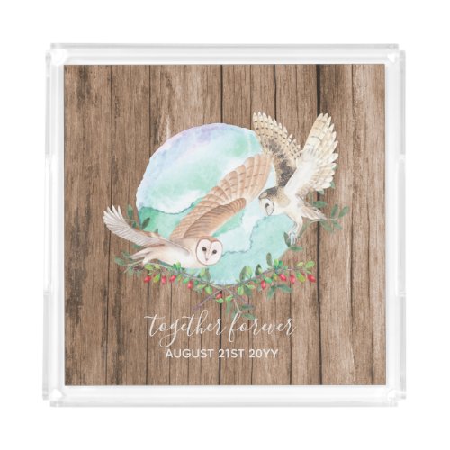 BUDGET Newlyweds Custom Wedding Gifts OWLS Acrylic Tray