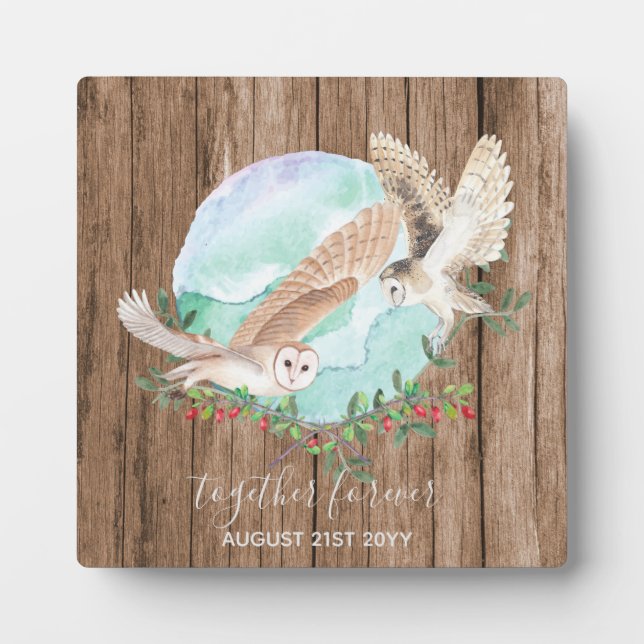 BUDGET Newlyweds Custom Wedding Gifts OWLS Plaque (Front)