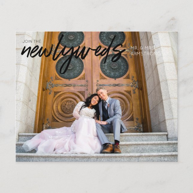 Budget Newlyweds Horiz 3B Photo Wedding Reception Flyer (Front)