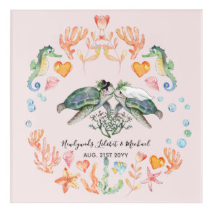 BUDGET Newlyweds Wedding Gifts Custom SEA TURTLES Acrylic Print