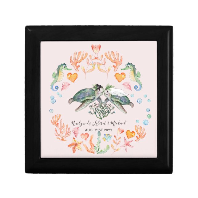 BUDGET Newlyweds Wedding Gifts Custom SEA TURTLES Gift Box (Front)