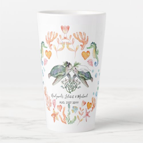 BUDGET Newlyweds Wedding Gifts Custom SEA TURTLES Latte Mug