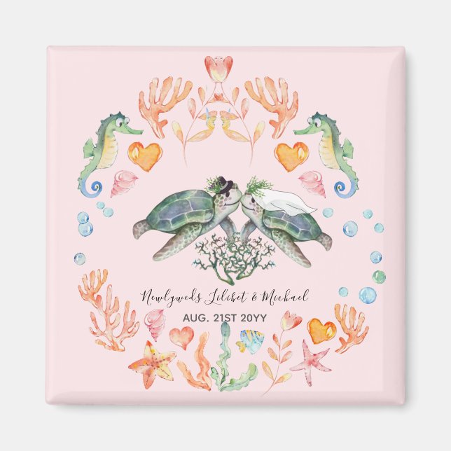 BUDGET Newlyweds Wedding Gifts Custom SEA TURTLES Magnet (Front)