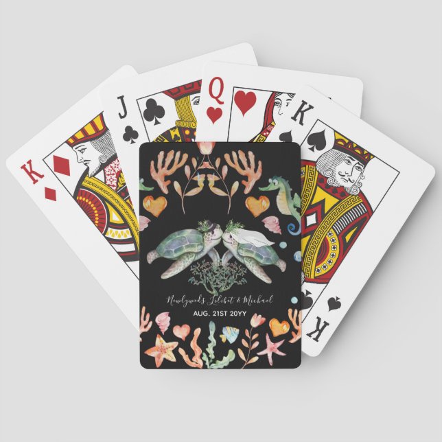 BUDGET Newlyweds Wedding Gifts Custom SEA TURTLES Poker Cards (Back)
