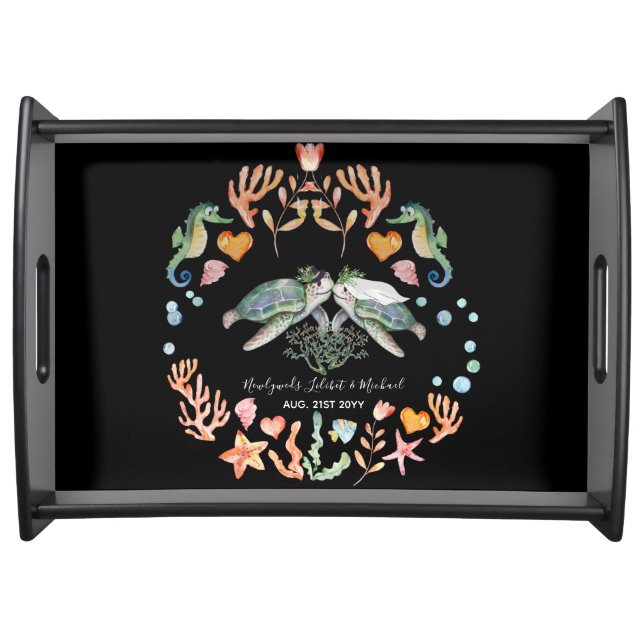 BUDGET Newlyweds Wedding Gifts Custom SEA TURTLES Serving Tray (Front)